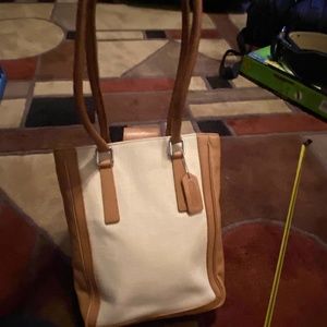 Coach Vintage Linen Leather Bucket Satchel  9429
